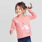 Toddler Girls' Peppa Pig Donut Break My Heart V-day Long Sleeve T-shirt - Pink 3t, Girl's, Red