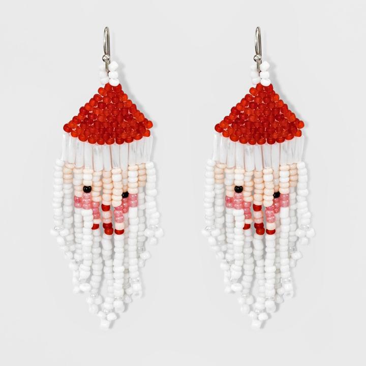 Target Santa Seedbead Tassel Earrings - White
