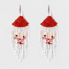 Target Santa Seedbead Tassel Earrings - White