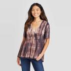 Women's Flutter Short Sleeve Blouse - Knox Rose Purple Xs, Women's, Black