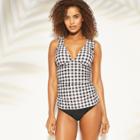 Women's Shirred Tie Shoulder Tankini Top - Kona Sol Black/white