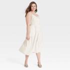 Women's Plus Size Sleeveless Button-front Dress - A New Day White