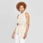 Women's Sleeveless Turtleneck Belted Top - Prologue Cream (ivory)