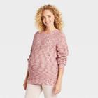 Crew Neck Texture Pullover Maternity Sweater - Isabel Maternity By Ingrid & Isabel Pink