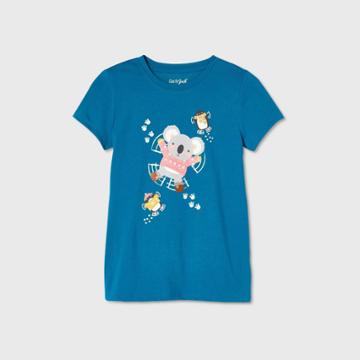 Girls' Short Sleeve Koala Snow Angel Graphic T-shirt - Cat & Jack Ocean Blue
