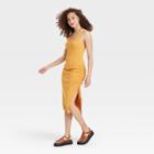 Women's Sleeveless Ruched Knit Dress - A New Day Yellow