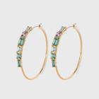 Hoop Earrings With Multi-shape Rhinestones - A New Day Purple