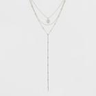Target Multi Row Layered With Palm Leaf Necklace - Rhodium, Dark Gray