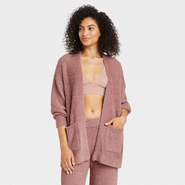 Women's Feather Yarn Lounge Cardigan - Stars Above Mauve