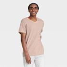 Men's Thin Stripe Regular Fit Short Sleeve V-neck T-shirt - Goodfellow & Co Pink