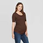 Maternity Short Sleeve Rib T-shirt - Isabel Maternity By Ingrid & Isabel Foraging Brown