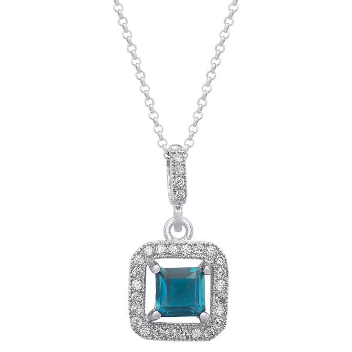 Target Square-cut Blue Topaz Pendant In Sterling Silver