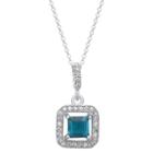 Target Square-cut Blue Topaz Pendant In Sterling Silver