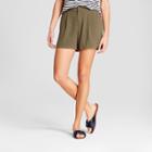 Women's 4 Pleated Shorts - A New Day Olive (green)