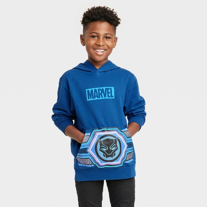 Boys' Marvel Black Panther Fleece Sweatshirt - Navy Blue