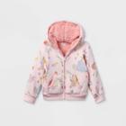 Toddler Girls' Disney Princess Sherpa Zip-up Sweatshirt - Pink