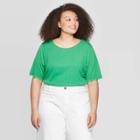 Women's Plus Size Elbow Sleeve Scoop Neck Ballet T-shirt - Who What Wear Wave Medium Green