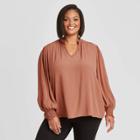 Women's Plus Size Long Sleeve Blouse - A New Day Blush Pink