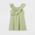 Toddler Girls' Ribbed Ruffle Tank Dress - Art Class Green