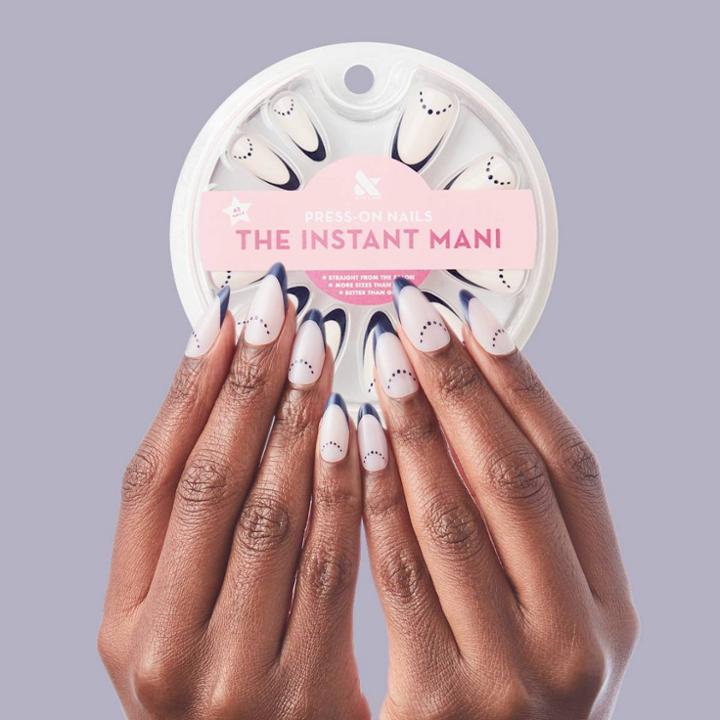 Olive & June Press-on Fake Nails - Almond French With Dotted Half Circle
