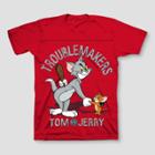 Cartoon Network Boys' Tom And Jerry Short Sleeve T-shirt - Red