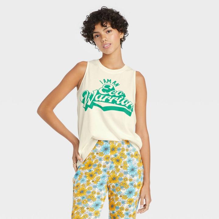 Modern Lux Women's Eco Warrior Graphic Tank Top - Beige