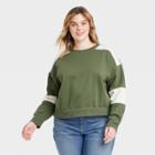Women's Plus Size Fleece Sweatshirt - Universal Thread Green/cream