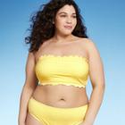 Juniors' Plus Size Textured Gingham Bandeau Bikini Top - Xhilaration Yellow X