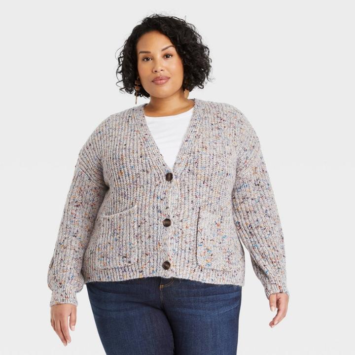 Women's Plus Size Button-front Cardigan - Knox Rose 1x,