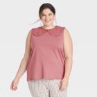 Women's Plus Size Collared Muscle T-shirt - A New Day Rose Pink