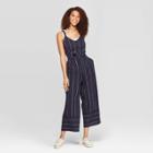 Women's Striped Sleeveless V-neck Americana Wide Leg Jumpsuit - Universal Thread Navy