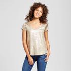 Women's Short Sleeve Foil Print T-shirt - Mossimo Gold