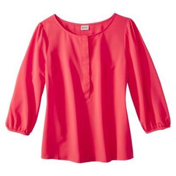 Merona Women's Woven 3/4 Sleeve Blouse - Pink -