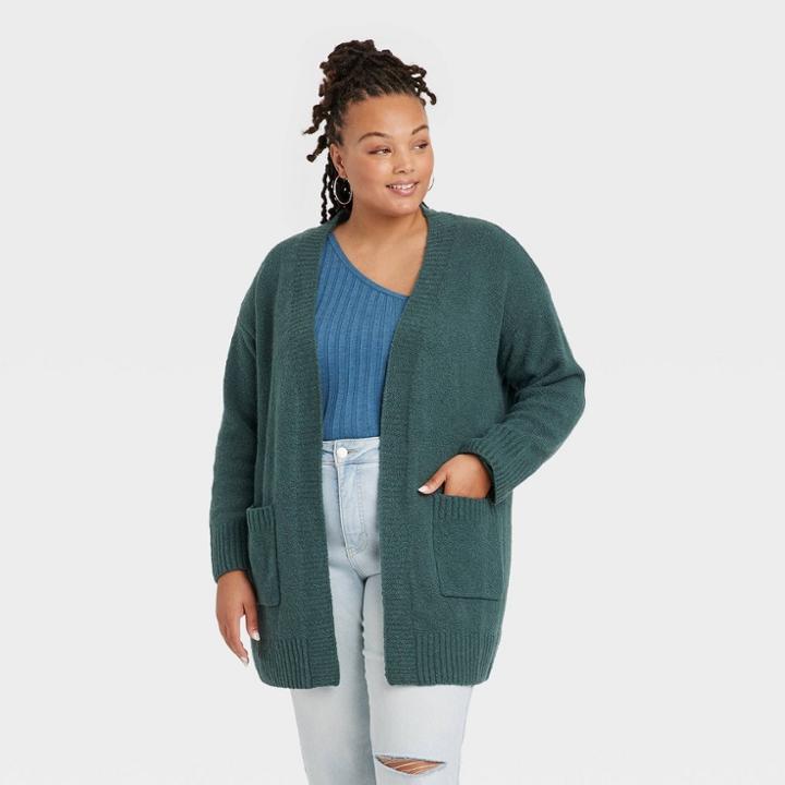 Women's Plus Size Cardigan - Ava & Viv Green