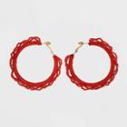 Beaded Hoop Earrings - A New Day Coral Red, Women's,