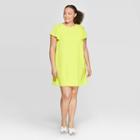Women's Plus Size Puff Short Sleeve Crewneck Shift Dress - Who What Wear Yellow