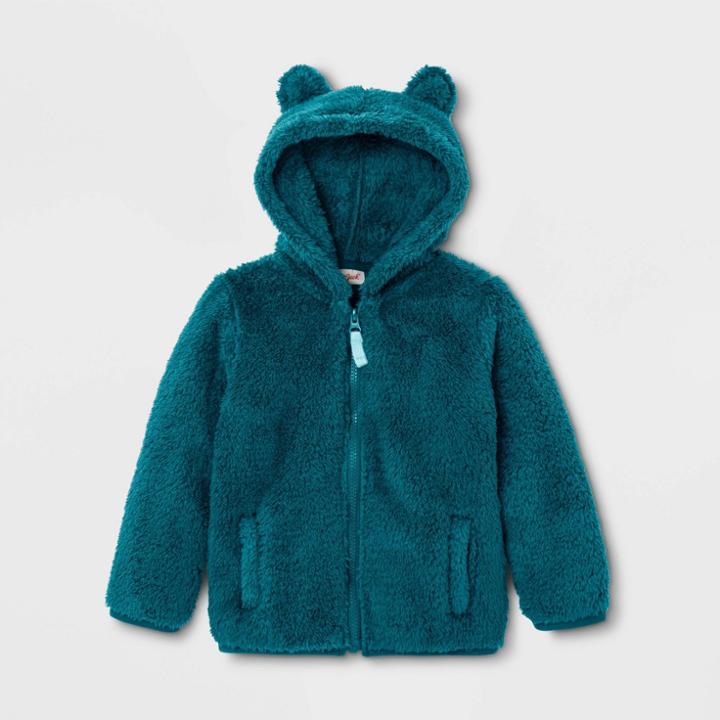 Toddler Sherpa Lined Zip-up Hoodie - Cat & Jack Blue 12m, Toddler Unisex