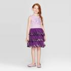 Disney Girls' Frozen 2 Layered Dress - Purple L, Girl's,