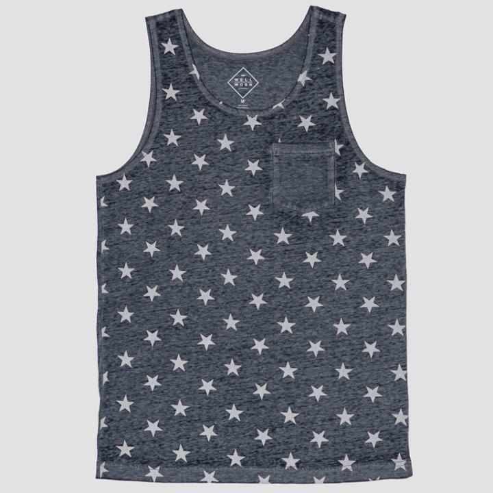 Well Worn Men's Americana Stars Burnout Muscle Tank Top - Navy S, Men's, Size: