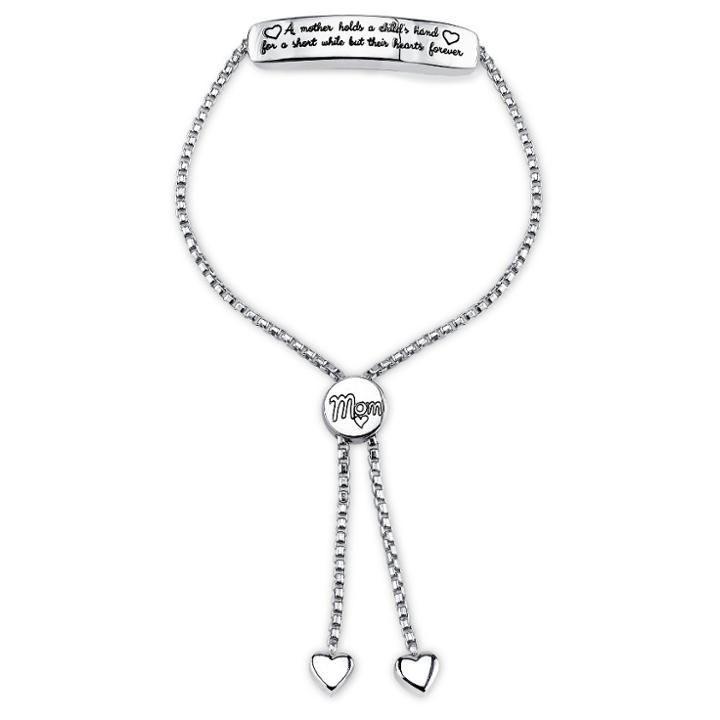 Target Stainless Steel A Mother Holds A Child's Hand Adjustable Bracelet - Silver