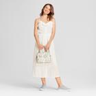 Women's Button Front V-neck Maxi Dress - A New Day Cream (ivory)