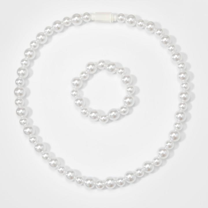 Toddler Girls' Pearl Bead Necklace And Bracelet Set - Cat & Jack White, Ivory