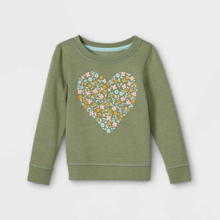 Toddler Girls' Fleece Pullover Sweatshirt - Cat & Jack Green