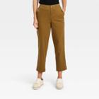 Women's High-rise Straight Leg Ankle Pants - A New Day Olive Drab