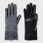Isotoner Women's Smartdri Spandex With Rushed & Smart Touch Unlined Gloves - Gray, Black