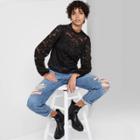 Women's Balloon Long Sleeve Lace Top - Wild Fable Black