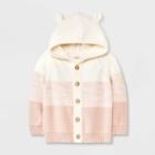 Baby Ombre Critter Button-up Sweater Hooded Cardigan - Cat & Jack Cream Newborn, Ivory