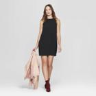 Women's Sleeveless Crew Neck Crepe Dress - A New Day Black