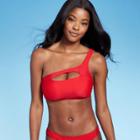 Juniors' One Shoulder Cut Out Bikini Top - Xhilaration Cherry Red D/dd Cup