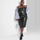 Women's Plus Size Faux Leather Slip Dress - Wild Fable Black